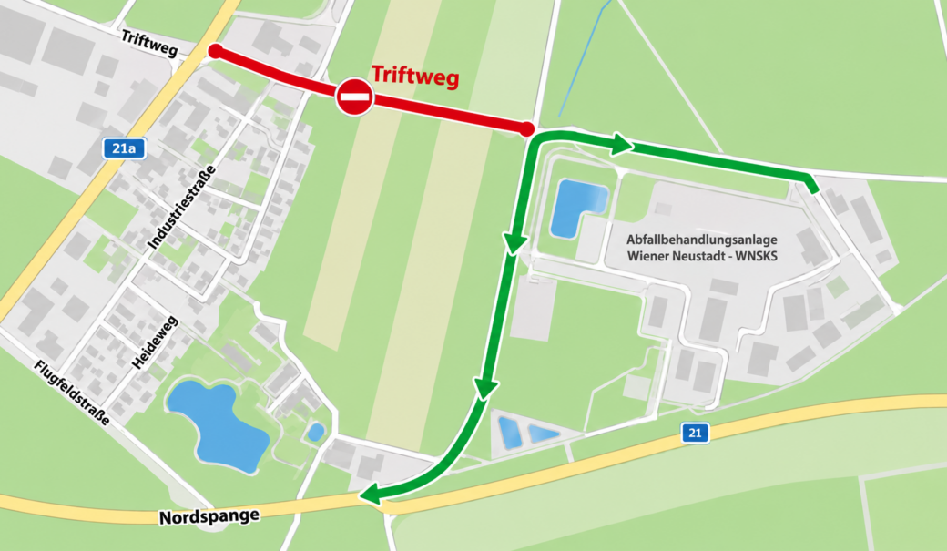 Stra&szlig;ensperre Zufahrt Abfallbehandlungsanlage