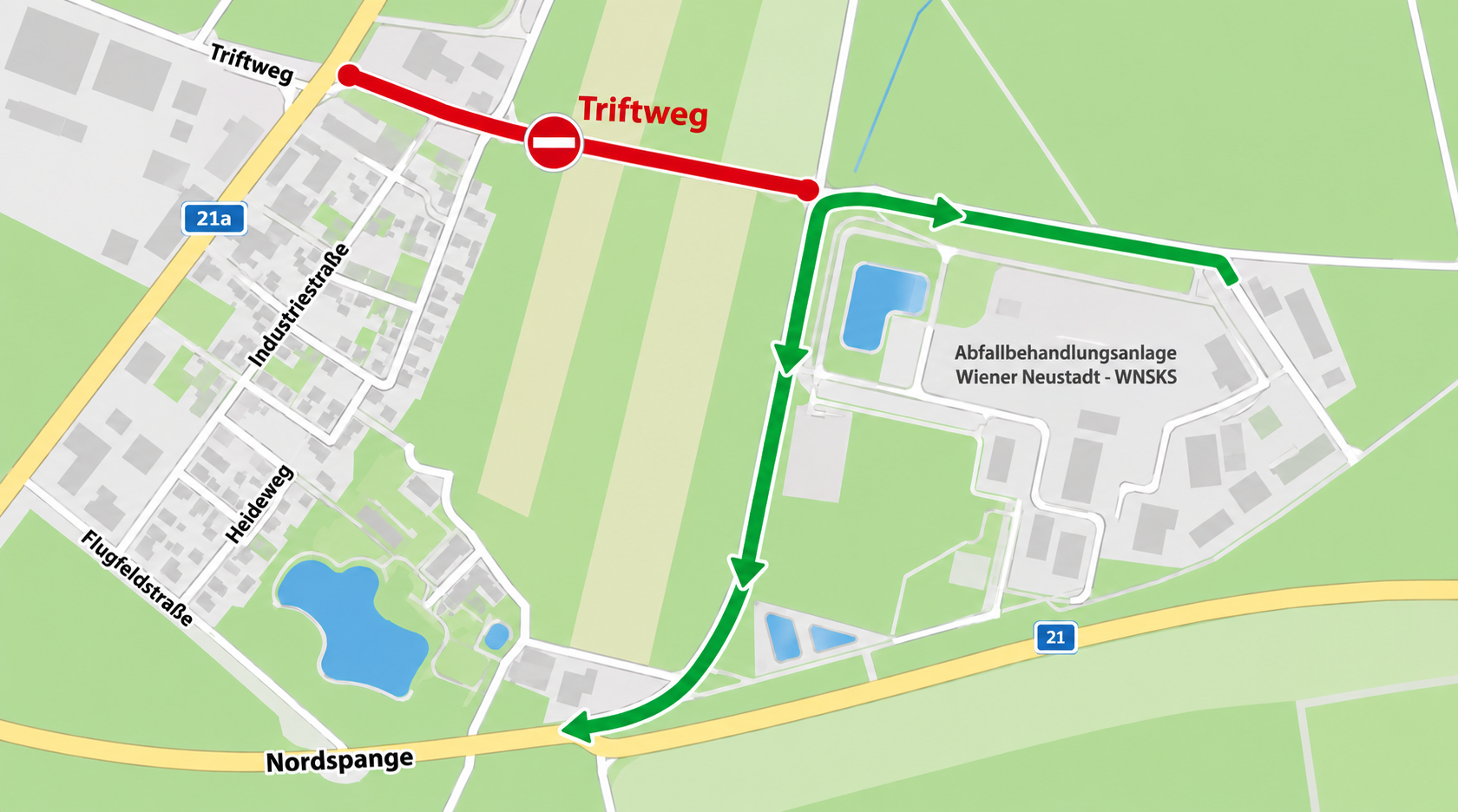 Stra&szlig;ensperre Zufahrt Abfallbehandlungsanlage